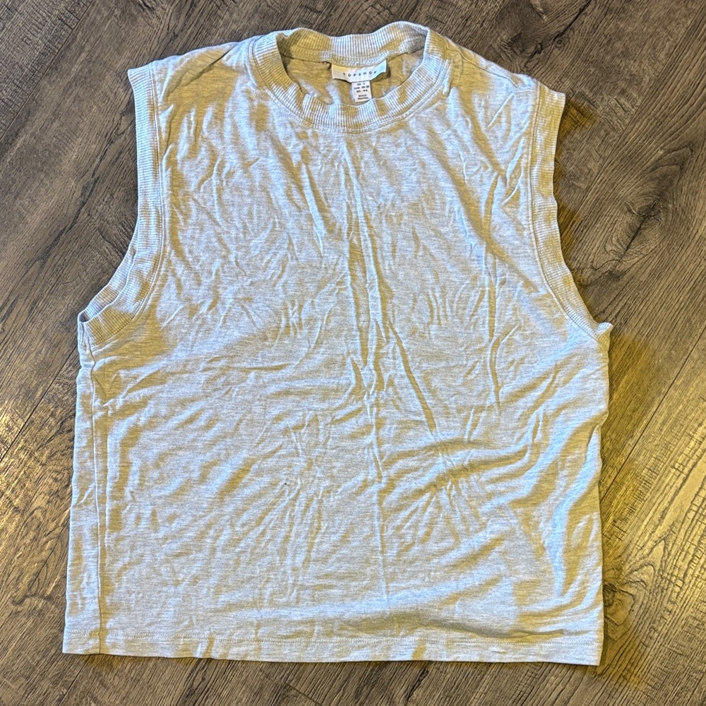 Topshop Light Gray Ribbed Tee